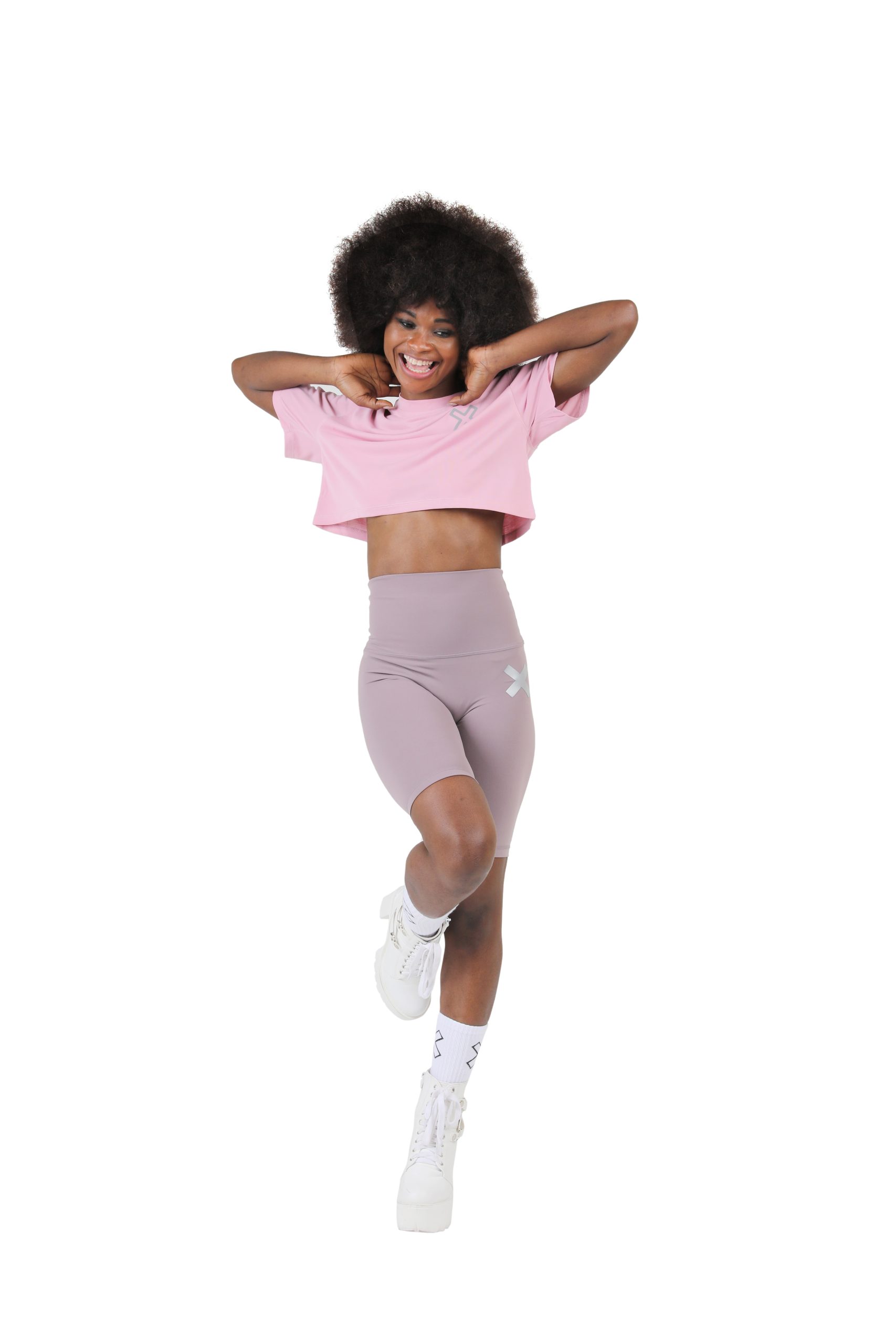 Time Out X Bike Shorts – Slate Lavender – Front – Model