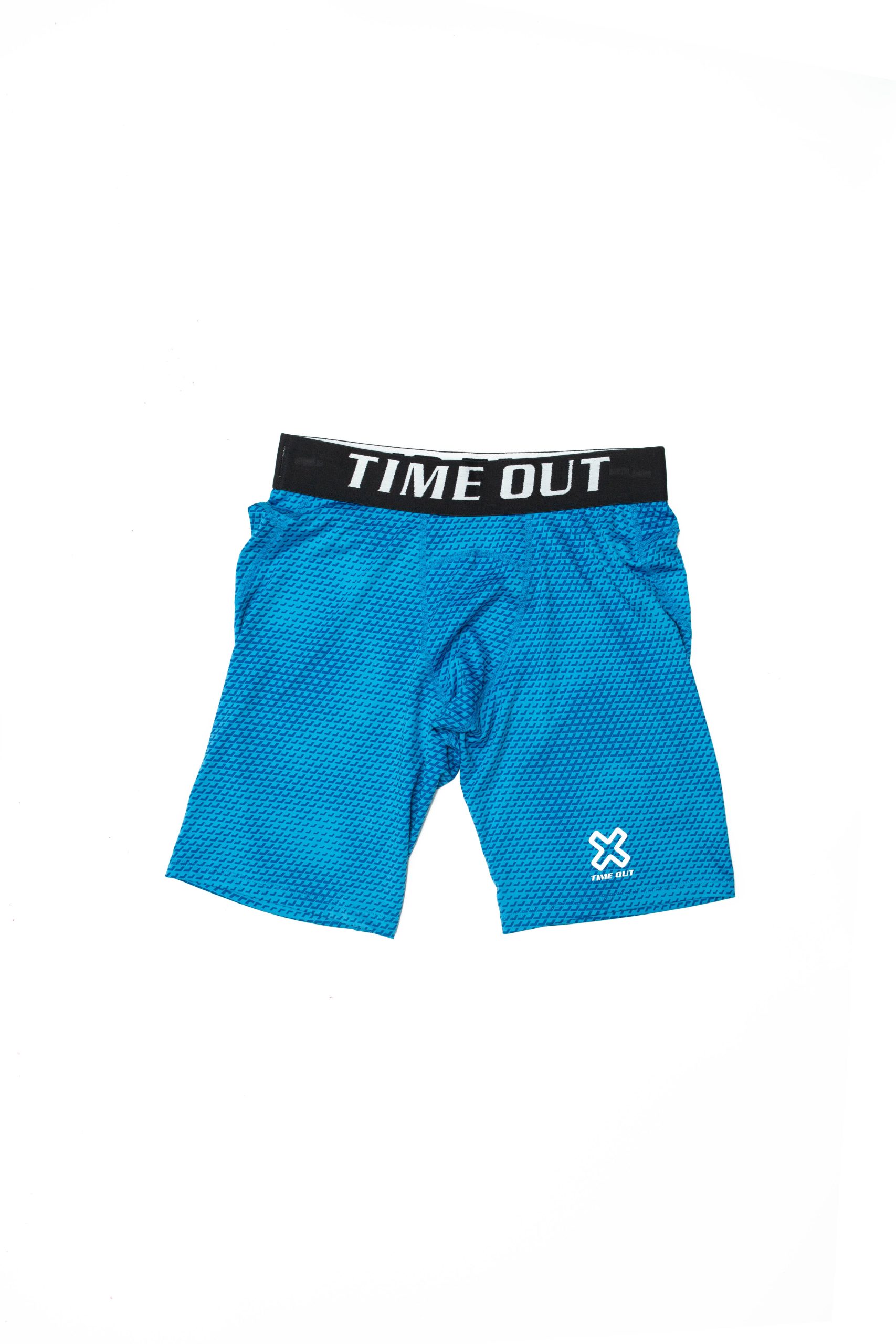 Time Out X Men_s Workout Compression Shorts – Ocean Blue – Front