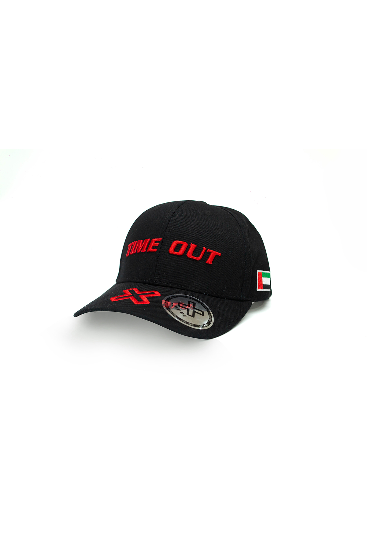 Time-Out-X-Logo-Baseball-Cap—Black—Front
