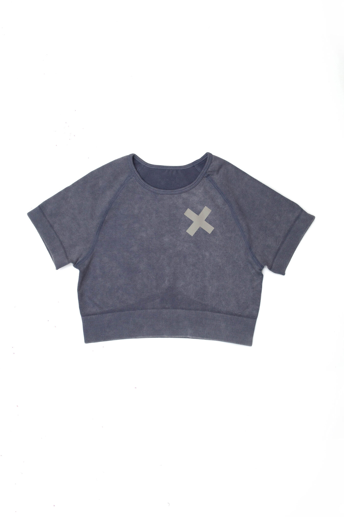 Time-Out-X-Short-Sleeve-Fitness-Crop-Top—Washed-Indigo—Front