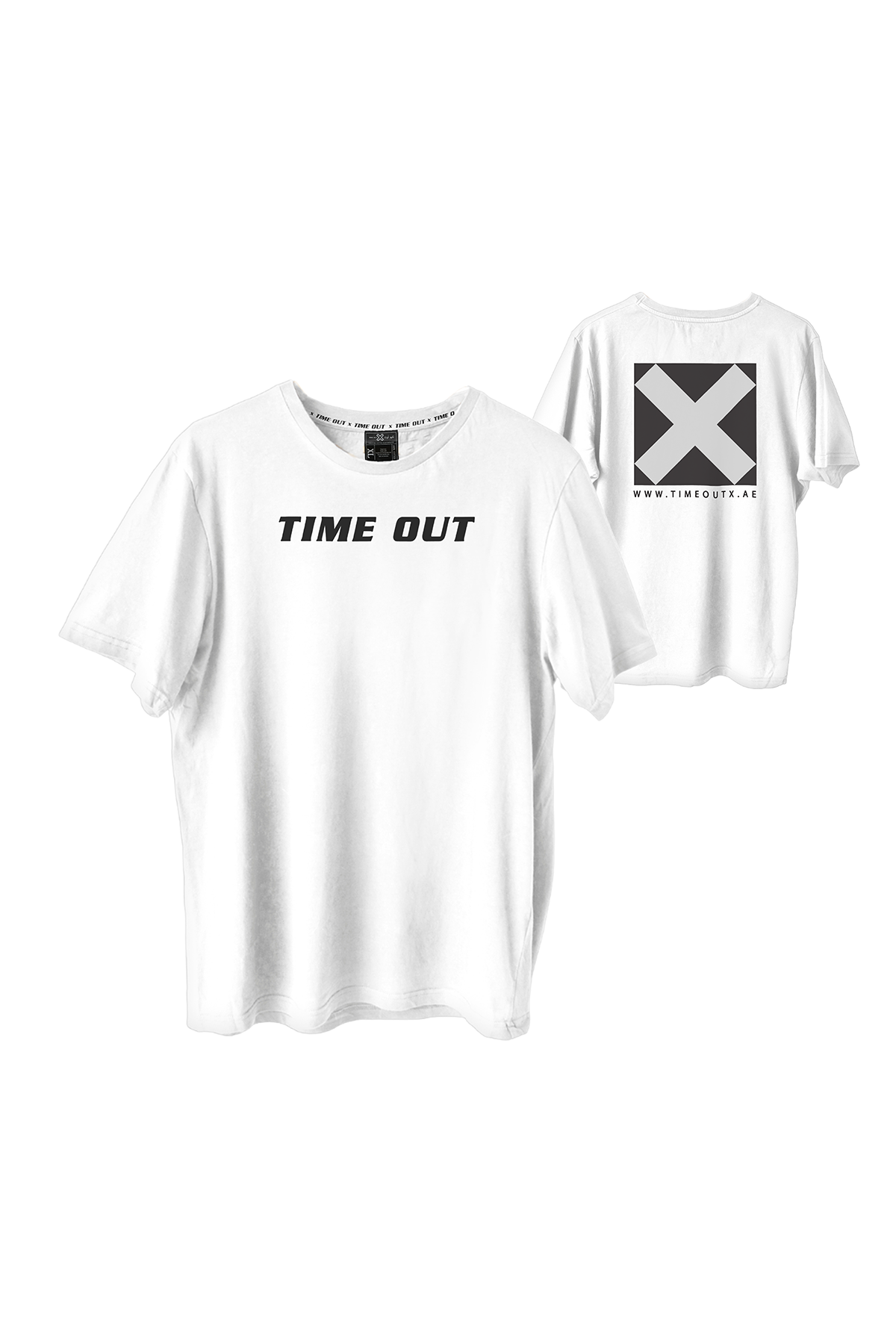 Time-Out-X-Signature-Classic-Logo-Cotton-T-Shirt—White—Front-and-Back