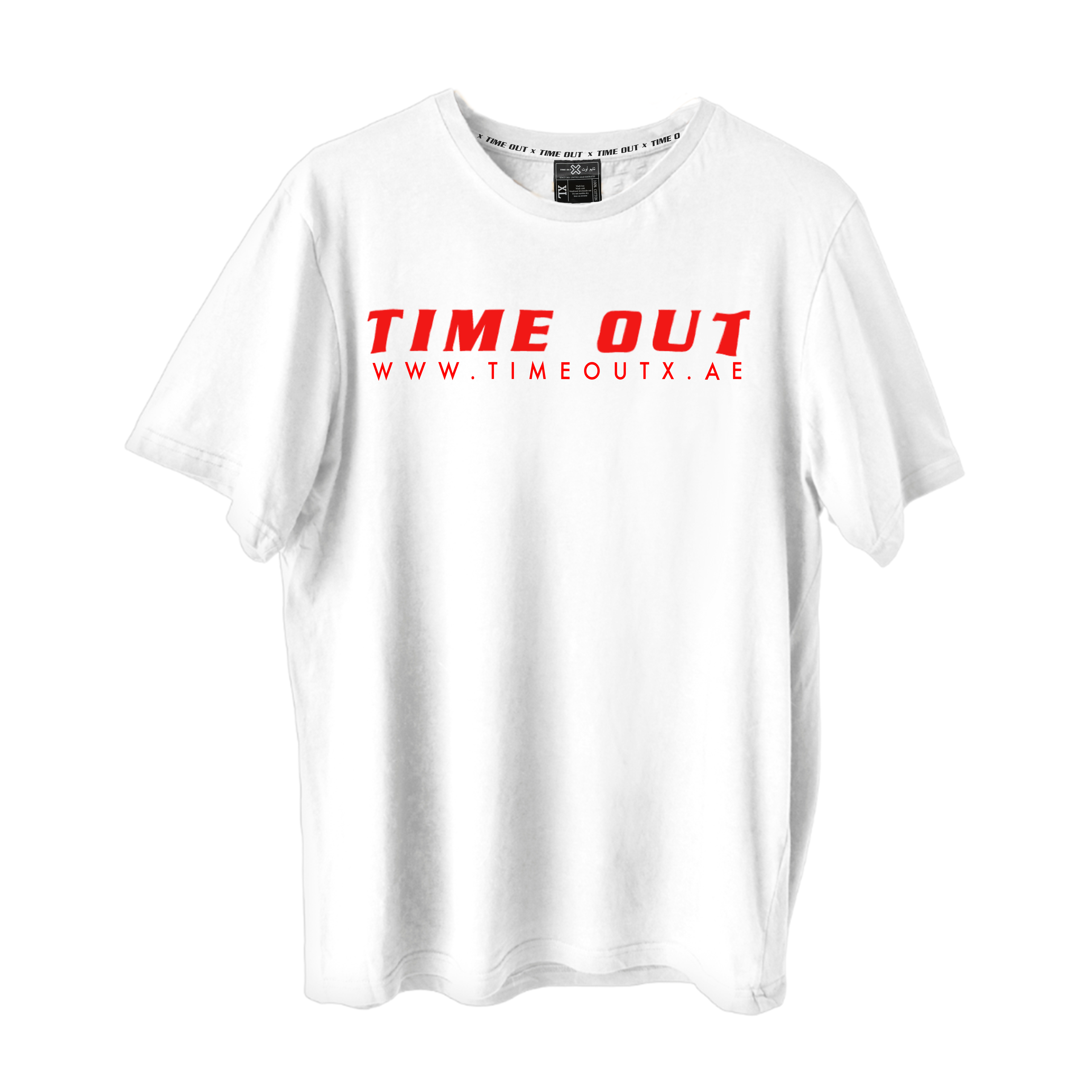 Time Out X Signature Abstract Pattern Cotton T-Shirt – White – Front
