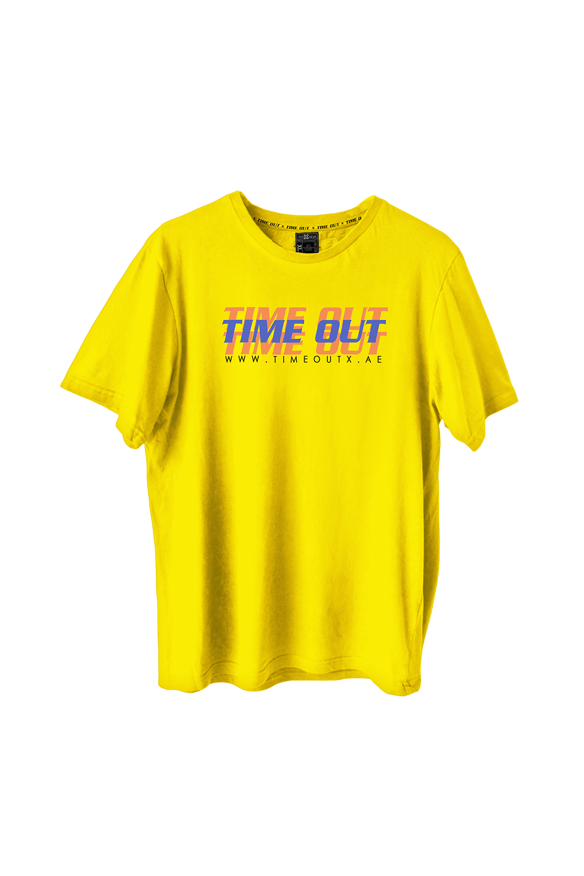 Time-Out-X-Signature-Cotton-X-Graphic-Pattern-T-Shirt—Yellow—Front