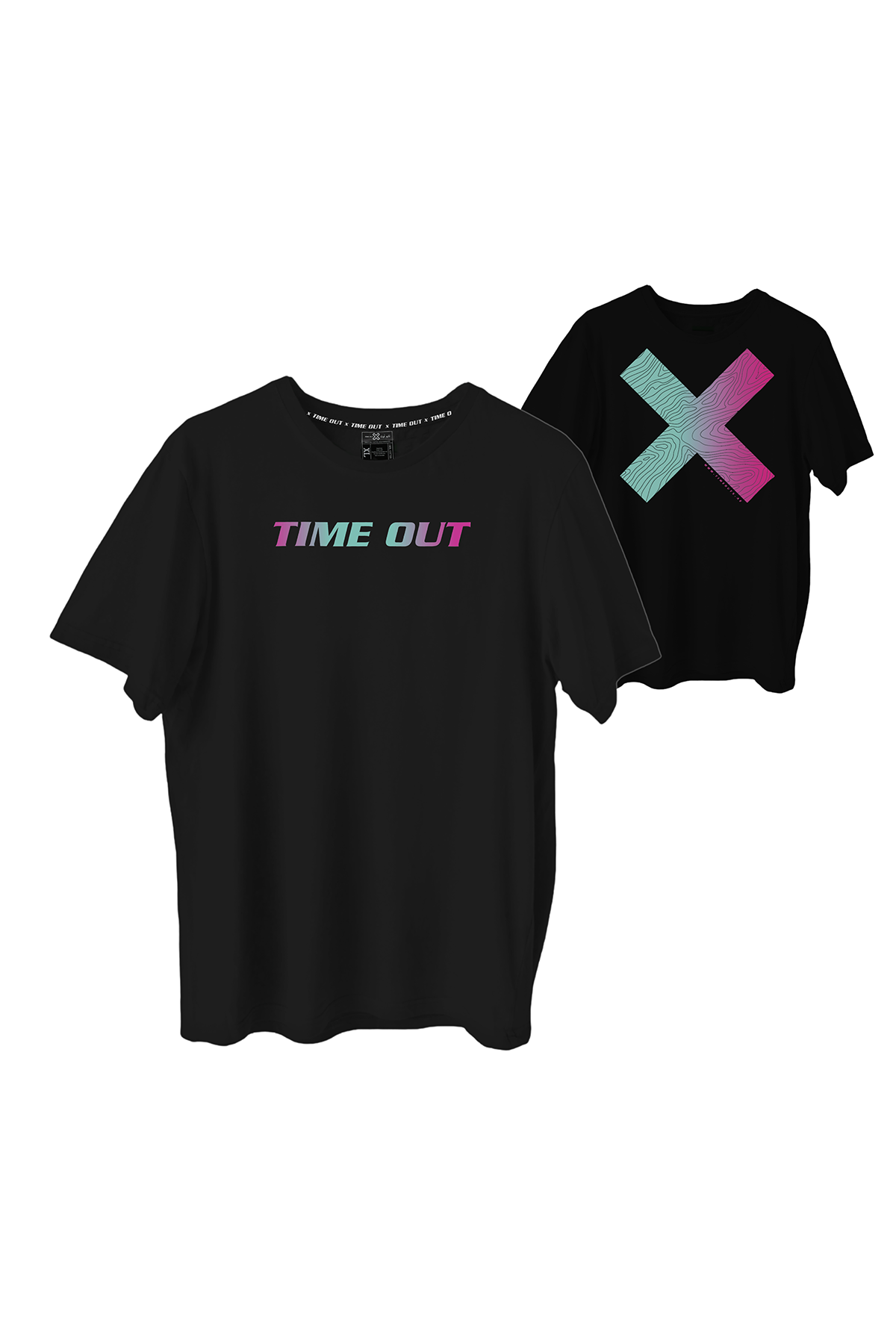 Time-Out-X-Signature-Large-X-Colored-Graphics-T-Shirt—Black—Front-and-Back