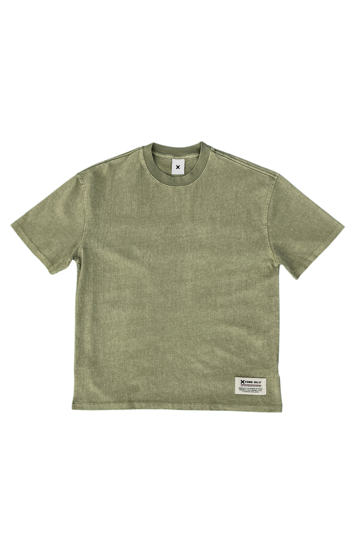 Crew-Neck-Oversized-Tee-Army-Green-Front