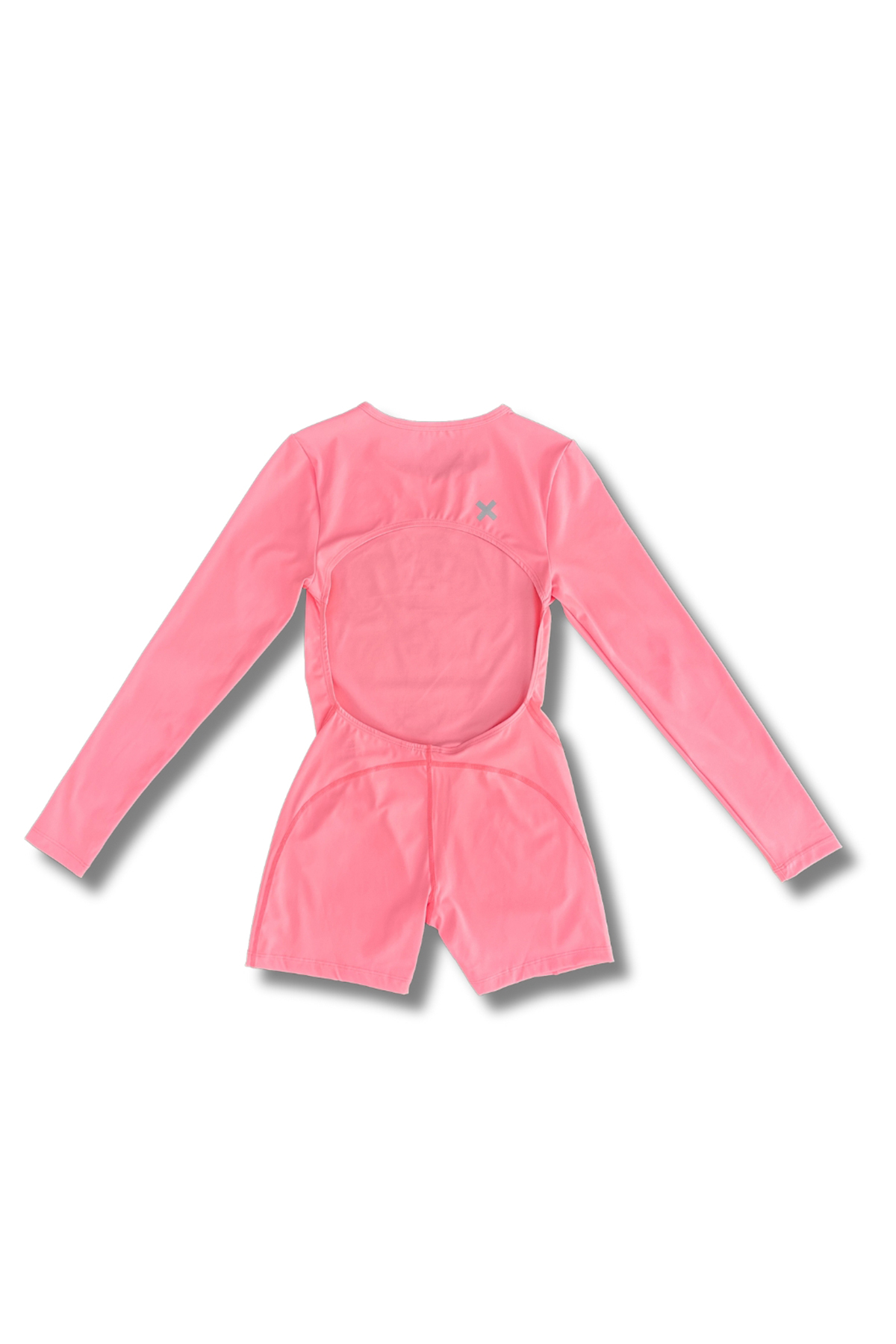Fitted-Long-sleeved-Mid-Thigh-Yoga-Unitard-pink-back