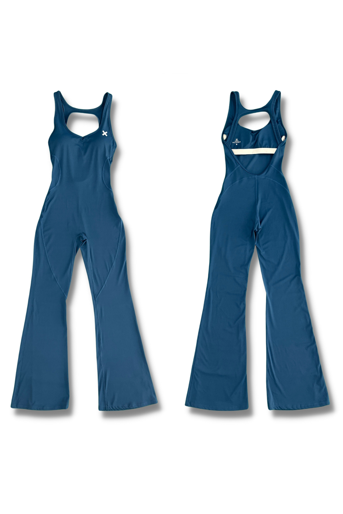 Flare-Leg-Activewear-Jumpsuit-blue-front-back