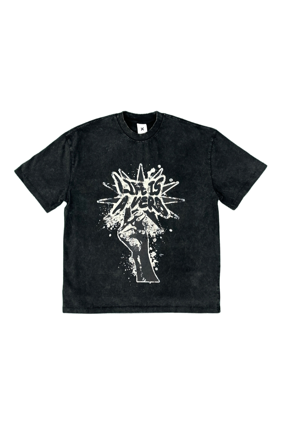 Life-is-a-Verb-Acid-Wash-Vintage-T-shirt-Unisex-Front