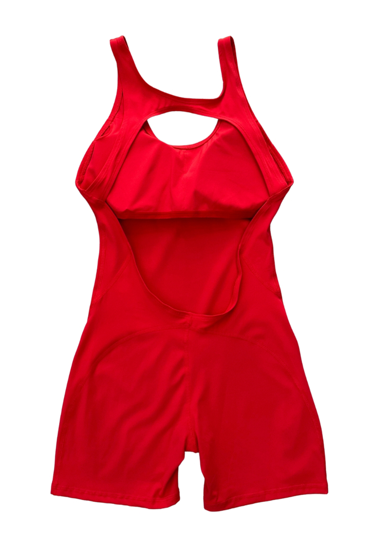 Mini-Short-Cut-out-Bodysuit-for-Exercising-red-back