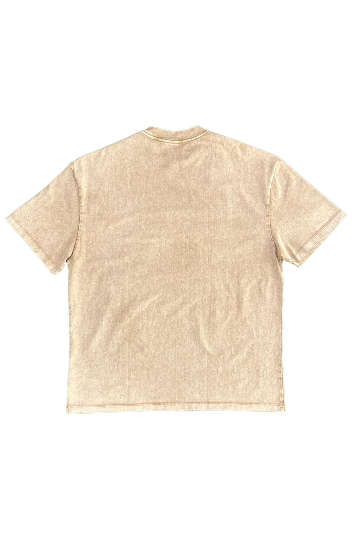 Stone-Wash-Oversized-Round-Neck-Khaki-T-shirt-Unisex-back