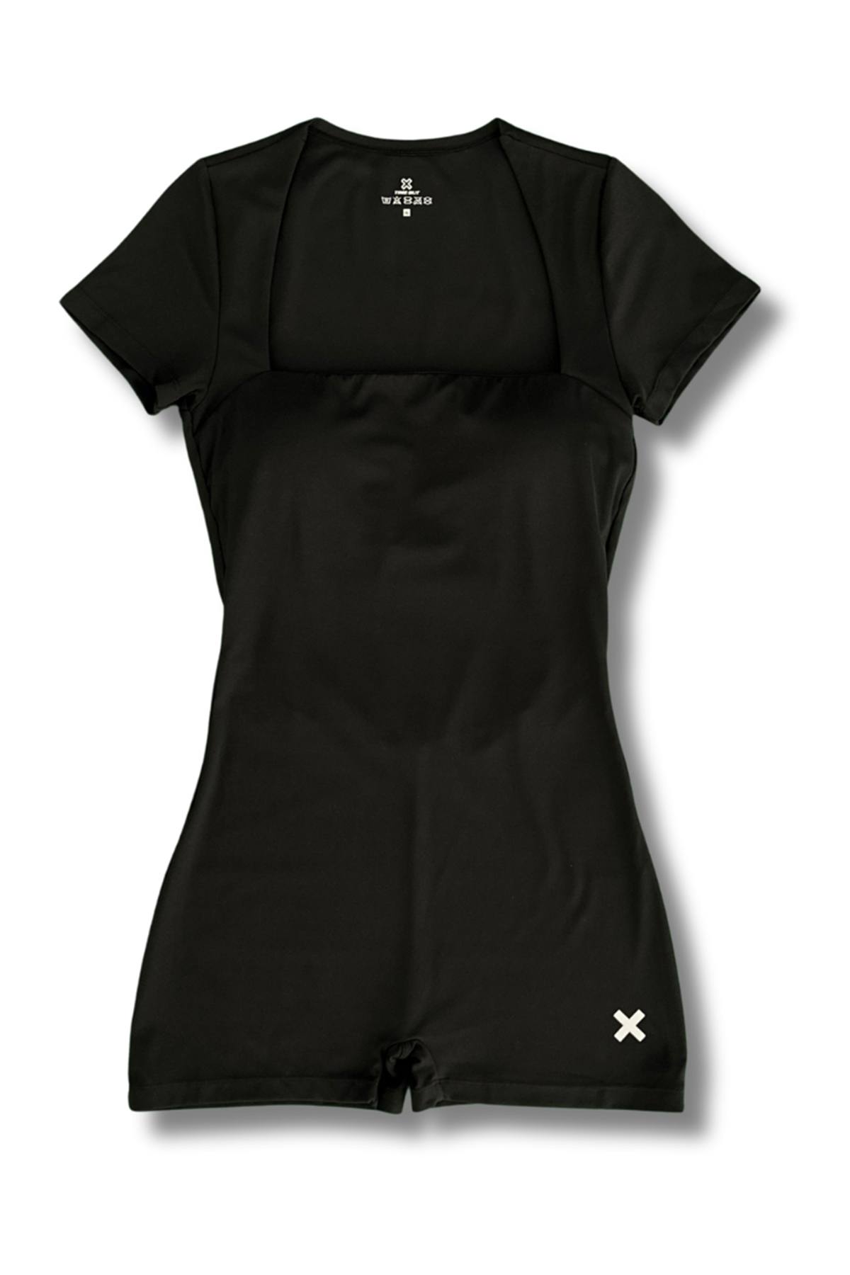 Time-Out-X-Short-sleeved-Square-Neck-Romper-black-front