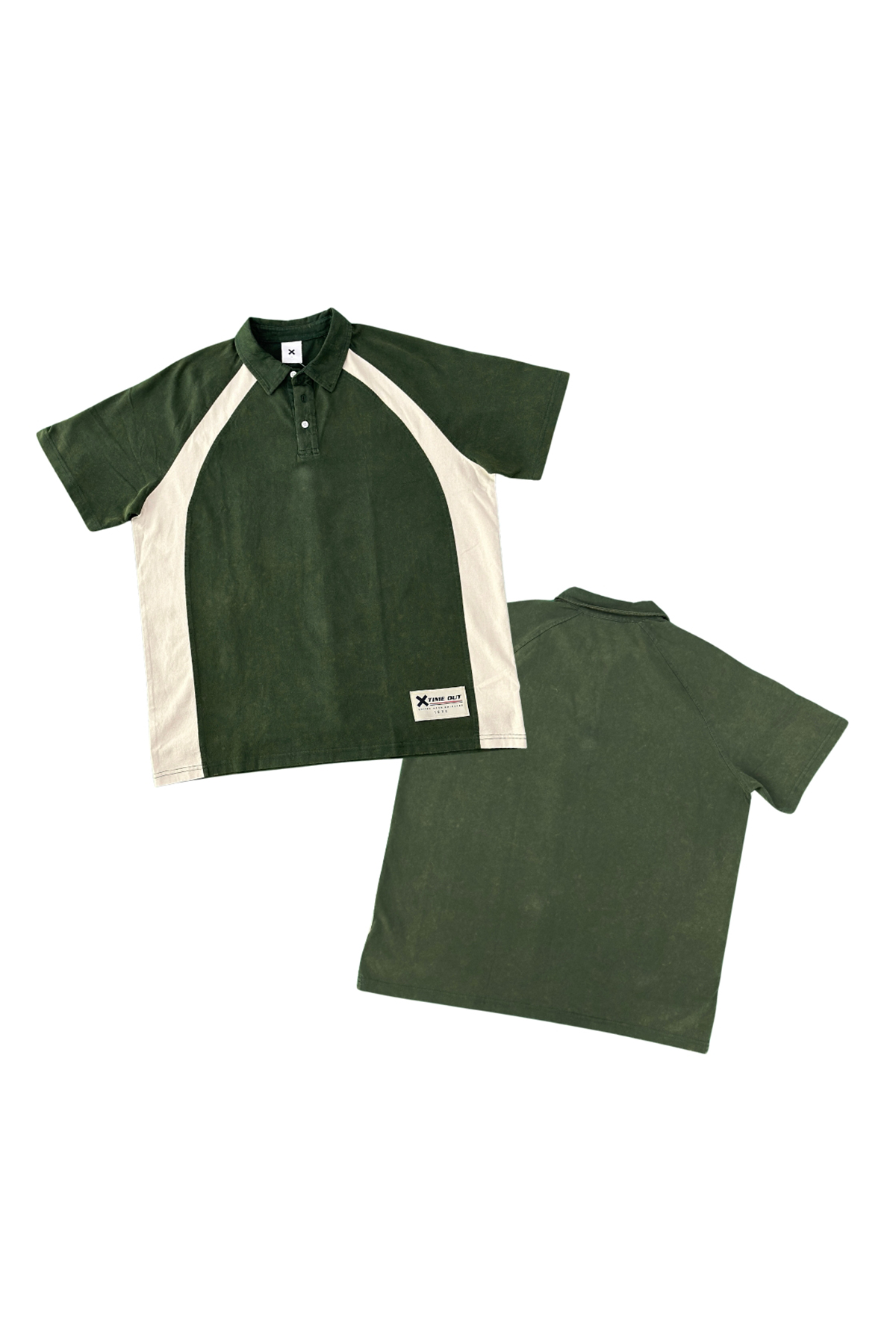 Time-Out-X-Unisex-Short-Sleeve-Rugby-Shirt-green-front-back