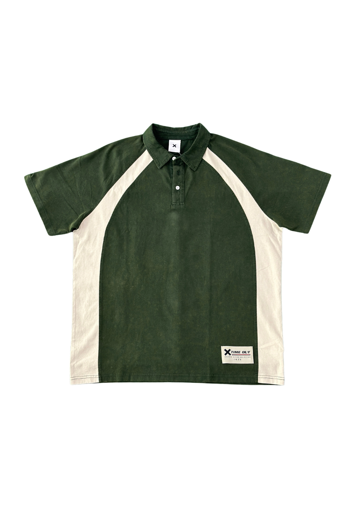 Time-Out-X-Unisex-Short-Sleeve-Rugby-Shirt-green-front