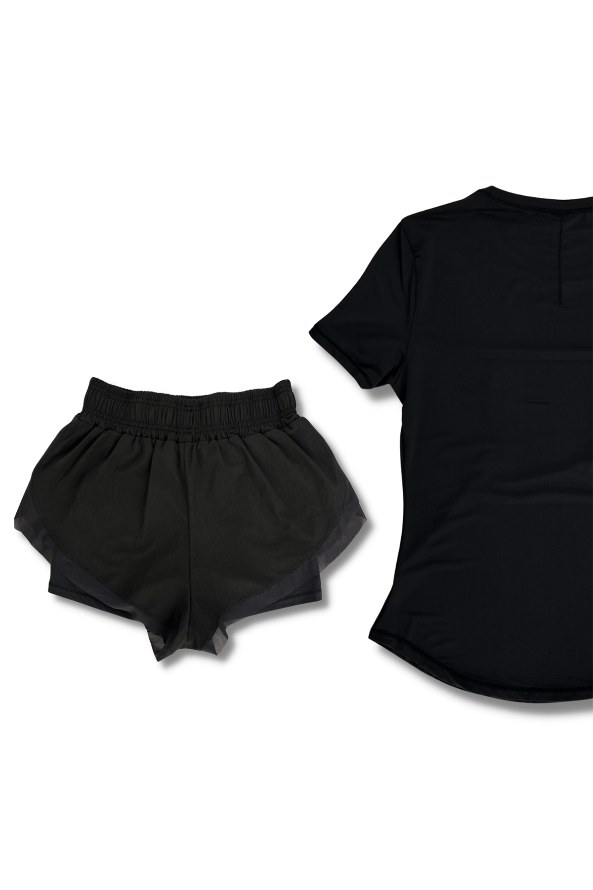Runners-Choice-T-shirt-and-2-in-1-Running-Shorts-Set-black-back